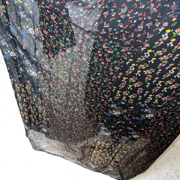 Ne Quittez Pas Womens Maxi Dress Size Small Black Chiffon Floral Pure Rayon Slip - Picture 9 of 16